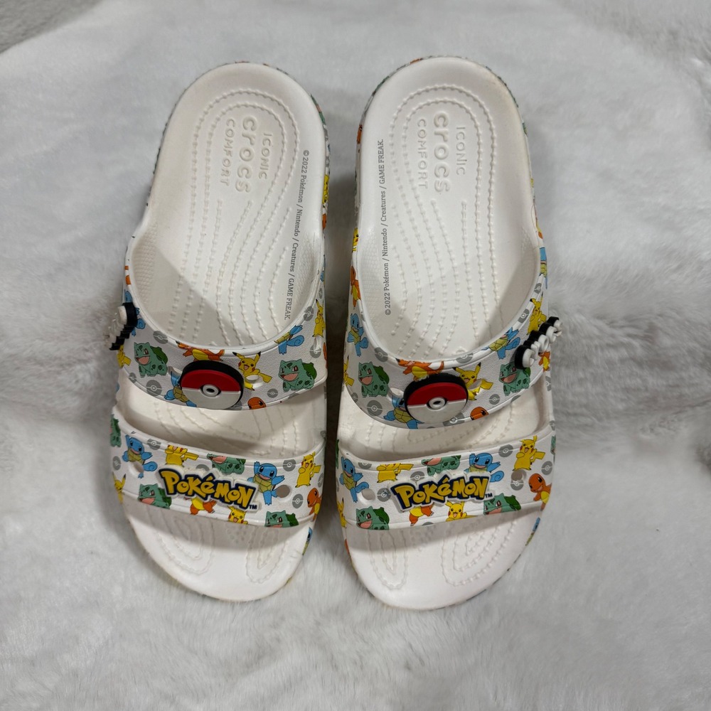 Crocs Classic Pokemon II Sandals White Multi Pikachu Slides Mens 7 Womens 9 - Picture 3 of 8